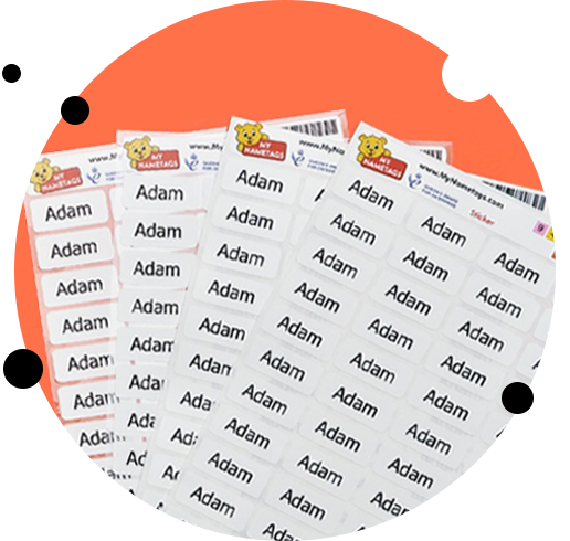 Black and white name labels