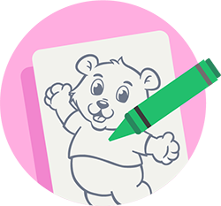 Kleurboek met teddybeer en groen krijtje