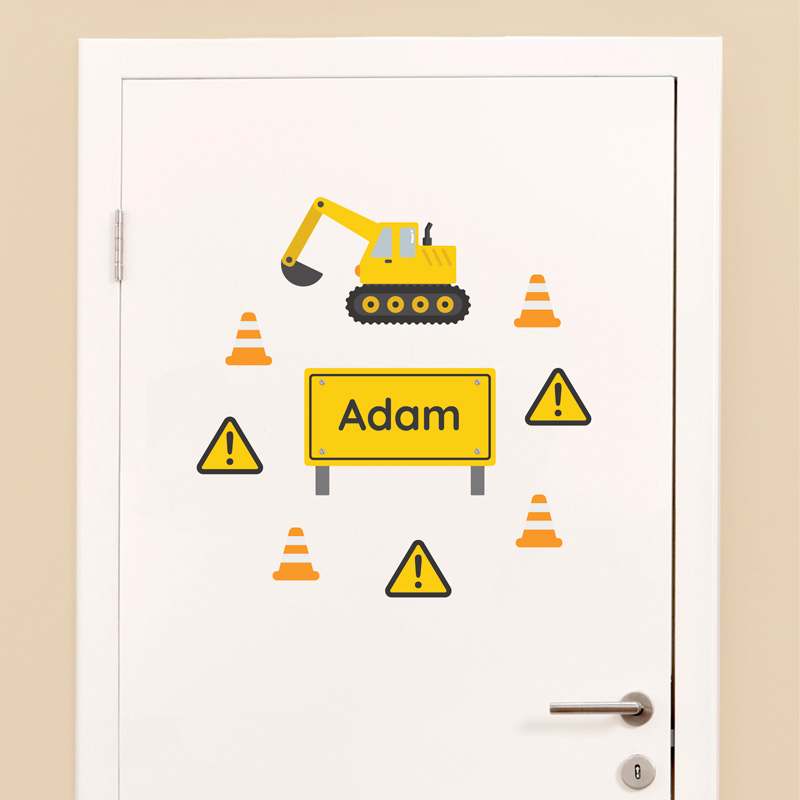 Door sticker construction theme