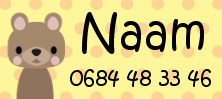 My Nametags label met naam en beer op een gele achtergrond
