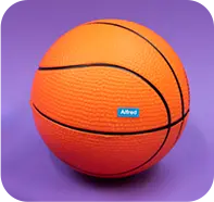 basketbal met ministicker erop